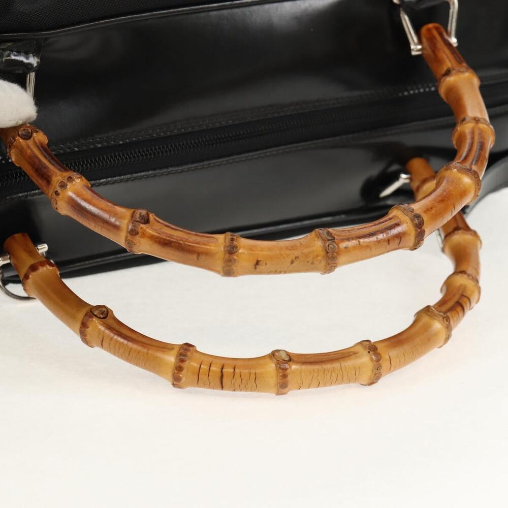 GUCCI Bamboo Hand Bag Nylon Enamel Black Silver 002 2040 0430 Auth bs31639 - Picture 7 of 16